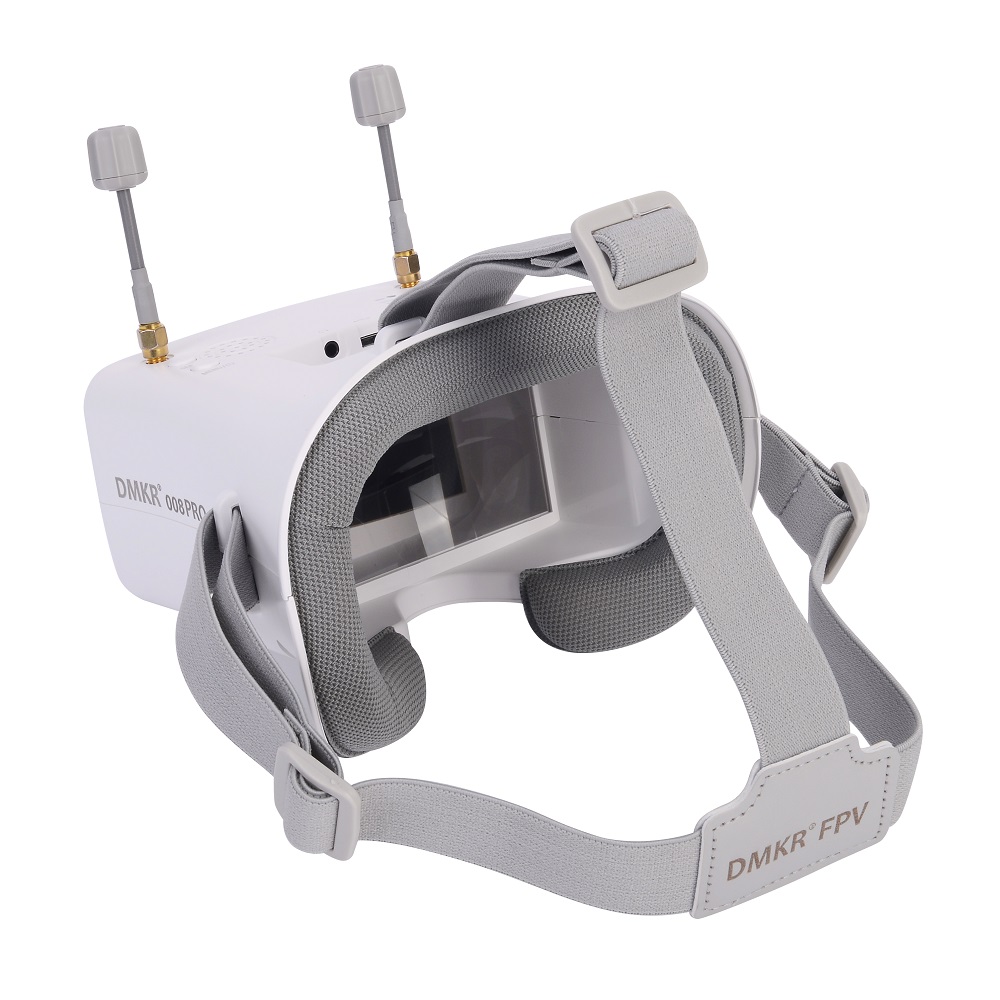 Fpv Drone Goggles - オリジナル008D PROホワイトFPVゴーグル（DVR搭載、5.8GHz 40ch受信機、3.7V/2000mAhバッテリー、4.3インチHD LCD 16:9）レーシングドローン用