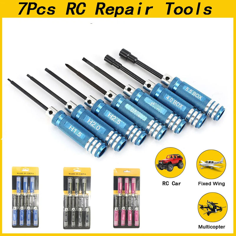 Fpv Drone Tool Kit - 7個入り 1.5 2.0 2.5mm RC六角ドライバーセット 金属製スクリュードライバーツール