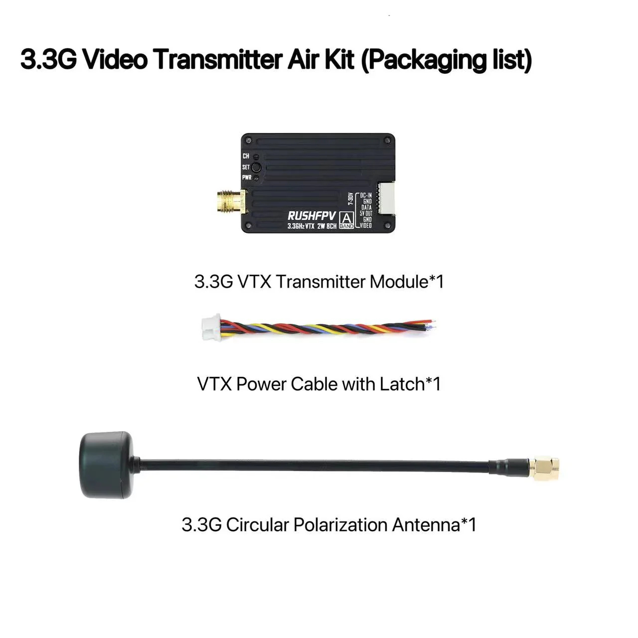 Fpv Drone Antenna - RUSHFPV 3.3G 2W VTX送信機 FPV送信機受信機 DVRモジュール