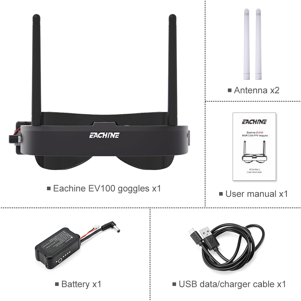 Eachine EV100 720*540 5.8 グラム  - Fpv Drone Goggles のレビューと価格